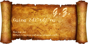 Gying Zétény névjegykártya
